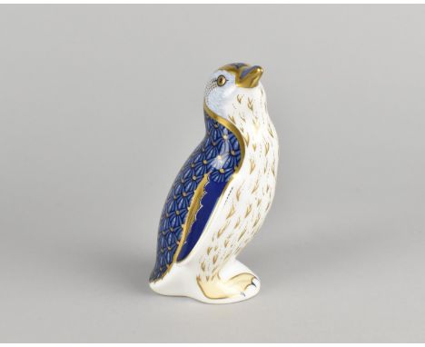 A Royal Crown Derby Paperweight, Fairy Penguin, Gold Button