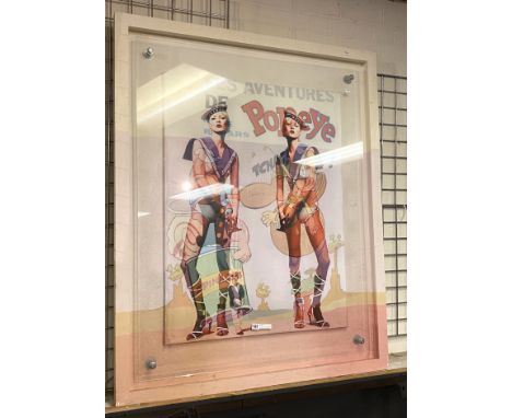 KATE MOSS ''COS I EAT MY SPINACH'' BY STUART MCALPINE MILLER. PRINT ON CANVAS, FRAME HAND PAINTED BY ARTIST TO BLEND WITH PRI