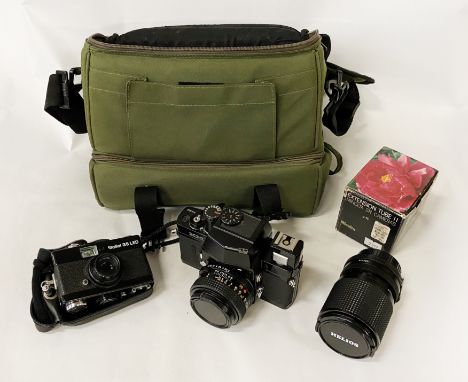 MINOLTA XM, ROLLEI 35 LED CAMERA &amp; 2 LENSES IN  CAMERA BAG