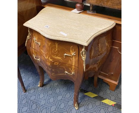MARBLE TOP INLAID COMMODE