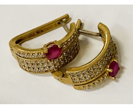 RUBY &amp; TOPAZ LEVER BACK GILT SILVER EARRINGS