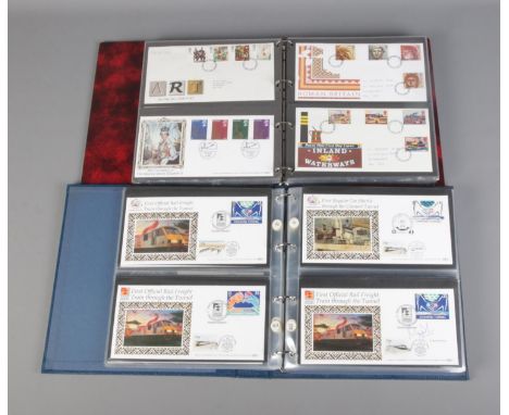 A album of Benham's commemorative Channel Tunnel first day covers, with some signed examples, along with album of Royal Mail 