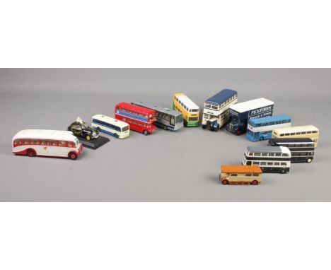 Thirteen loose die-cast vehicles, including examples from Corgi, Exclusive First Editions and Dinky.  