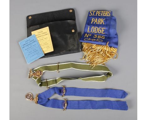 Royal Order Of Antediluvian Buffaloes: To include a sash of St Peters Park Lodge, a Grand Lodge of England badge and ribbon, 