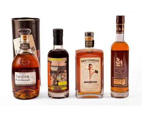 A boxed bottle of 2013 Wild Turkey Forgiven Bourbon &amp; Rye Kentucky Straight Whiskey, 750 ml, a bottle of Orphan Barrel Ba