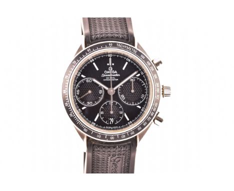 Omega Speedmaster&nbsp;Racing Co-Axial Chronometer stainless steel wristwatch, the black dial with luminous baton indices, th