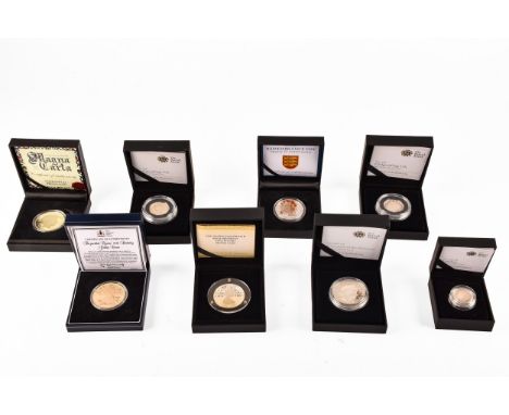 A collection of silver coins including: The Queen Elizabeth II 88th Birthday five pound silver coin, 31 grams, The 2010 UK Re