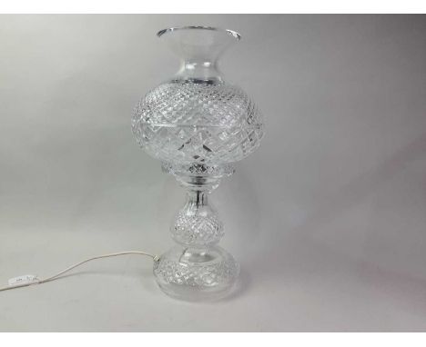 CRYSTAL TABLE LAMP, Waterford Inishmore49cm highThe rim has a small chip, image on line, the shade also has a small chip, and
