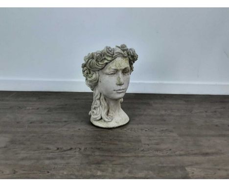 CONTEMPORARY COMPOSITE STONE PLANTER, in the form of a classical bust40cm high