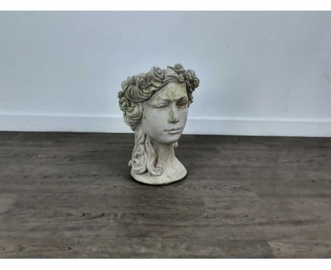 CONTEMPORARY COMPOSITE STONE PLANTER, in the form of a classical bust40cm high