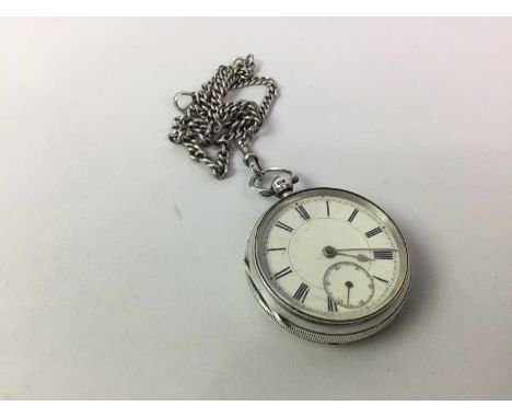 TWO SILVER OPEN FACE POCKET WATCHES the first two on fob chains, along with a French open faced pocket watch