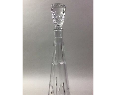 THOMAS WEBB CONICAL DECANTER, AND OTHER GLASSWARE including punch bowl with ladle and other bowls41cm high