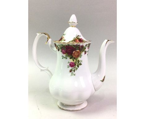 ROYAL ALBERT COUNTRY ROSES TEA SERVICE, AND AN ELIZABETHAN BURGUNDY PATTERN PART TEA SERVICE, comprising cups, saucers, tea [