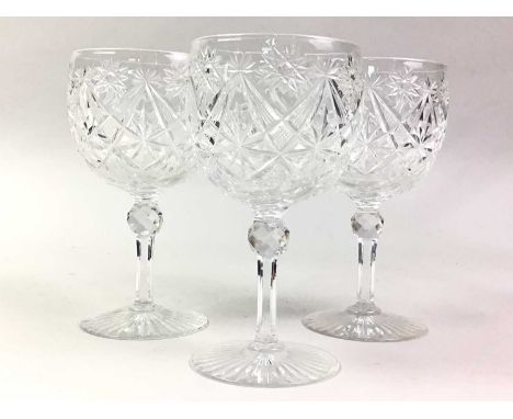 SET OF SIX DAVINCI WINE GLASSES, ALONG WITH OTHER GLASSWARE  including decanters