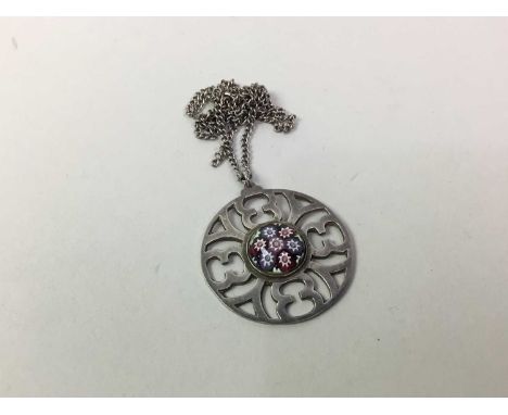 SCOTTISH SILVER AND MILLEFIORI PENDANT, ALONG WITH OTHER JEWELLERY comprising a bracelet, brooches, and a pendant