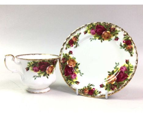 ROYAL ALBERT PART BREAKFAST AND TEA SERVICE, OLD COUNTRY ROSES PATTERN  comprising twelve cups, thirteen saucers, four side p