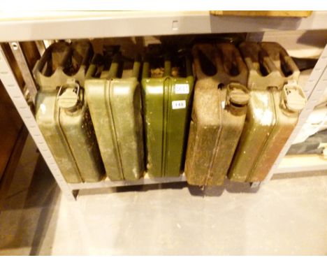 Six vintage metal jerry cans 