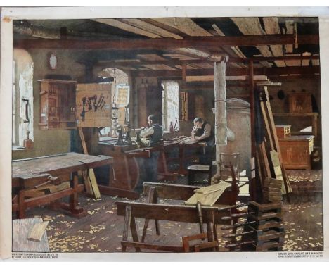 Druck &amp; Verlag (Publisher), The workshop, lithograph, unframed, 74cm x 94cm. 