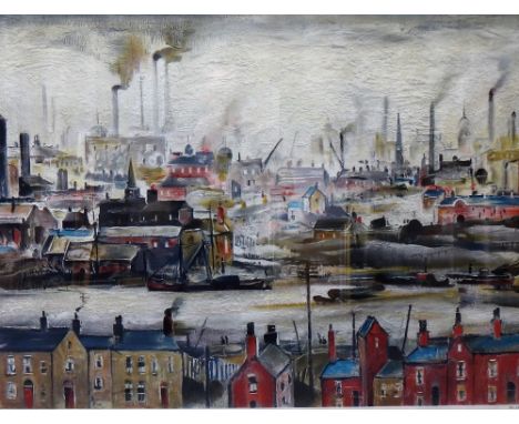 Lawrence Stephen Lowry (1887-1976), Industrial scene, offset lithograph, printed by Chromoworks Ltd, published by J. Lyons & 