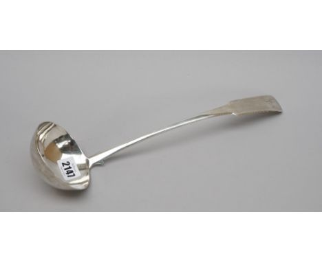 A Scottish silver fiddle pattern soup ladle, engraved with the initial W (the hallmark date indistinct) circa 1820, weight 18