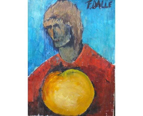 F** Dalle (20th century), Portrait, oil on canvas, signed, unframed, 39.5cm x 30cm.