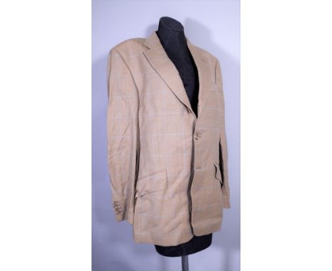 Clothing comprising; High Society, Mens navy blue velvet two piece suit, the trousers with paper label "Mission Impossible II