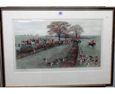 Cecil Charles Windsor Aldin (1870-1935), The South Berks Hunt, colour lithograph, signed in pencil, 36cm x 62cm.
