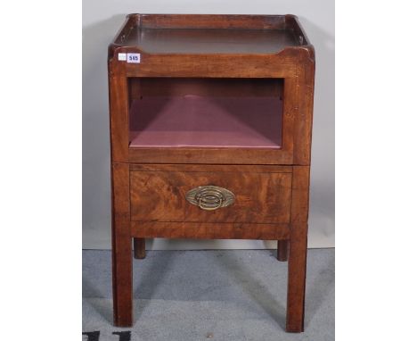 An 18th century mahogany tray top commode, raised on square supports, 49cm x 79cm.