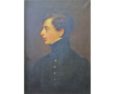 Follower of Sir Thomas Lawrence, Profile portrait of Henry Samuel Davis, oil on canvas, 69cm x 50cm.