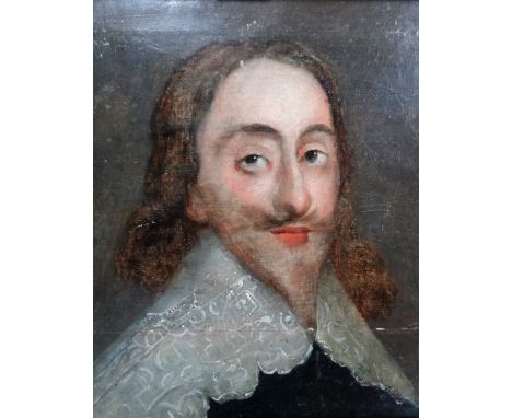 Manner of van Dyck, Portrait of King Charles I, oil on panel, 24.5cm x 19cm.
