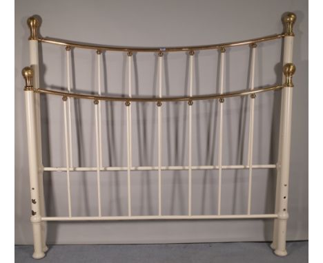 A Victorian black painted metal single bed frame, 129cm high and a 20th century white painted metal double bed frame, 160cm w