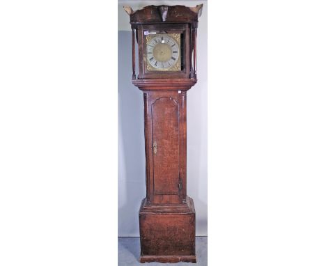 Robert Davis; a 19th century 30 hour longcase clock, with 10 3/4 inch square brass dial, hour striking movement and waisted o