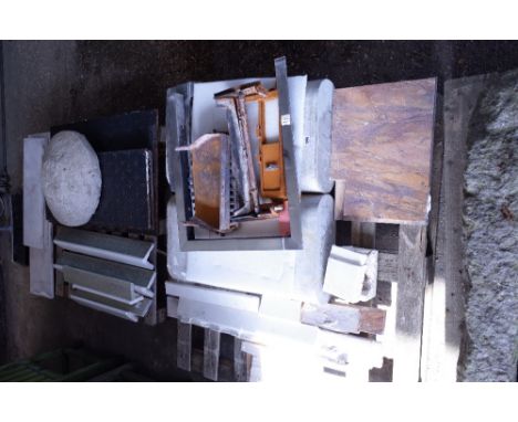 The major components of a 19th century fire place and a pallet of various architectural parts, (qty).