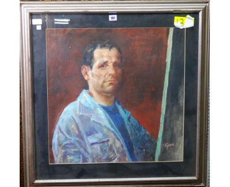 Geric Rijeca (20th century), Self portrait of the artist, oil on board, signed and dated '72, 56cm x 56cm.