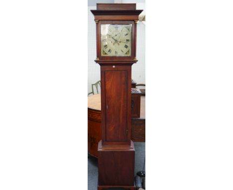 A Mahogany eight day longcase clock, 19th century, the painted squared dial detailed 'SUTTON STAUNTON' with date aperture and