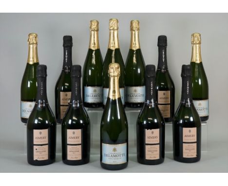 Six bottles Cremant Aimery Limoux sparkling wine and six bottles Delamotte Champagne, (12). 