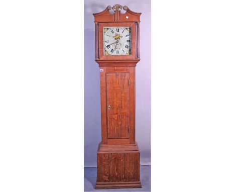 Rogers Romsey; a 19th century oak cased 30 hour longcase clock, 140cm high.