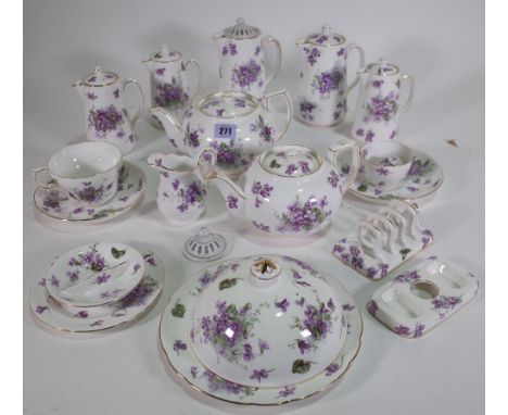 A Hammersley China part tea service decorated with violet flowers, (qty). 