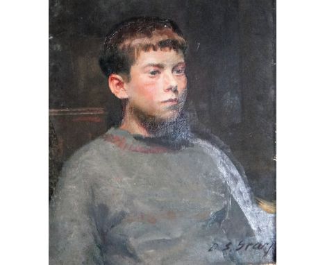 Douglas Stannus Gray (1890-1959), Portrait of a boy; Portrait of a young woman; Study of a kneeling woman, three, oil on canv