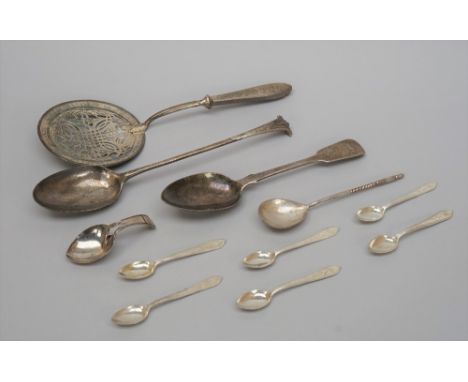 Silver, comprising; an Onslow pattern bottom marked stuffing spoon, London possibly 1768, a fiddle pattern tablespoon, London