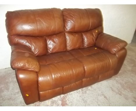 A BROWN LEATHER 2 SEATER SOFA