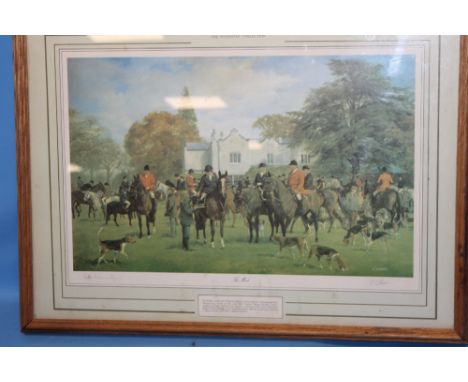 A FRAMED AND GLAZED PRINT TITLED 'THE MEET' SIGNED R. GIBBONS