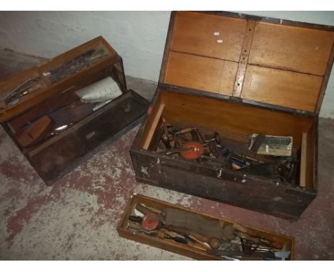 TWO CARPENTERS TOOL CHESTS AND CONTENTS