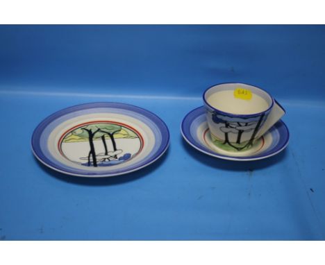 A WEDGWOOD CLARICE CLIFF 'BIZARRE' TRIO, The Clarice Cliff is in good condition, it is of modern manufacture.