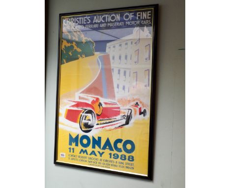 A Vintage style poster print of Christie's auction Monaco, vintage cars  