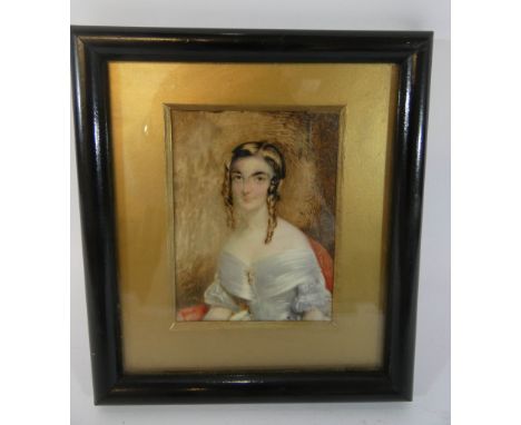 An early 19th century portrait miniature on ivory of Elizabeth Duet, framed and glazed, image approx 9x7cms 