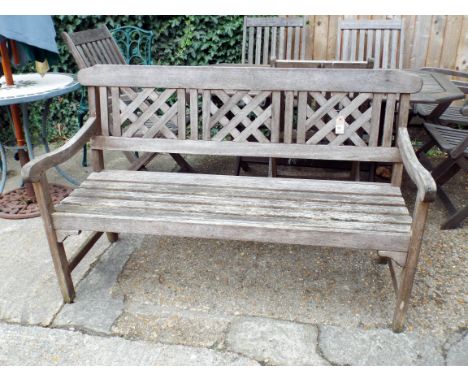 Hardwood teak garden bench with lattice back panels