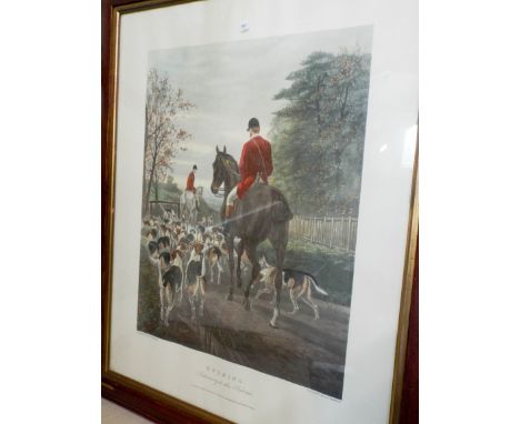 Hunting prints after Rolinson and a pair of Victorian prints morning and evening