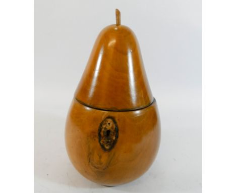 A Georgian pear shaped tea caddy, 17cms tall   In good condition keyhole and escutcheon missing 