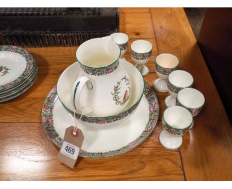Royal Worcester parrot pattern tea and breakfast set for six people 